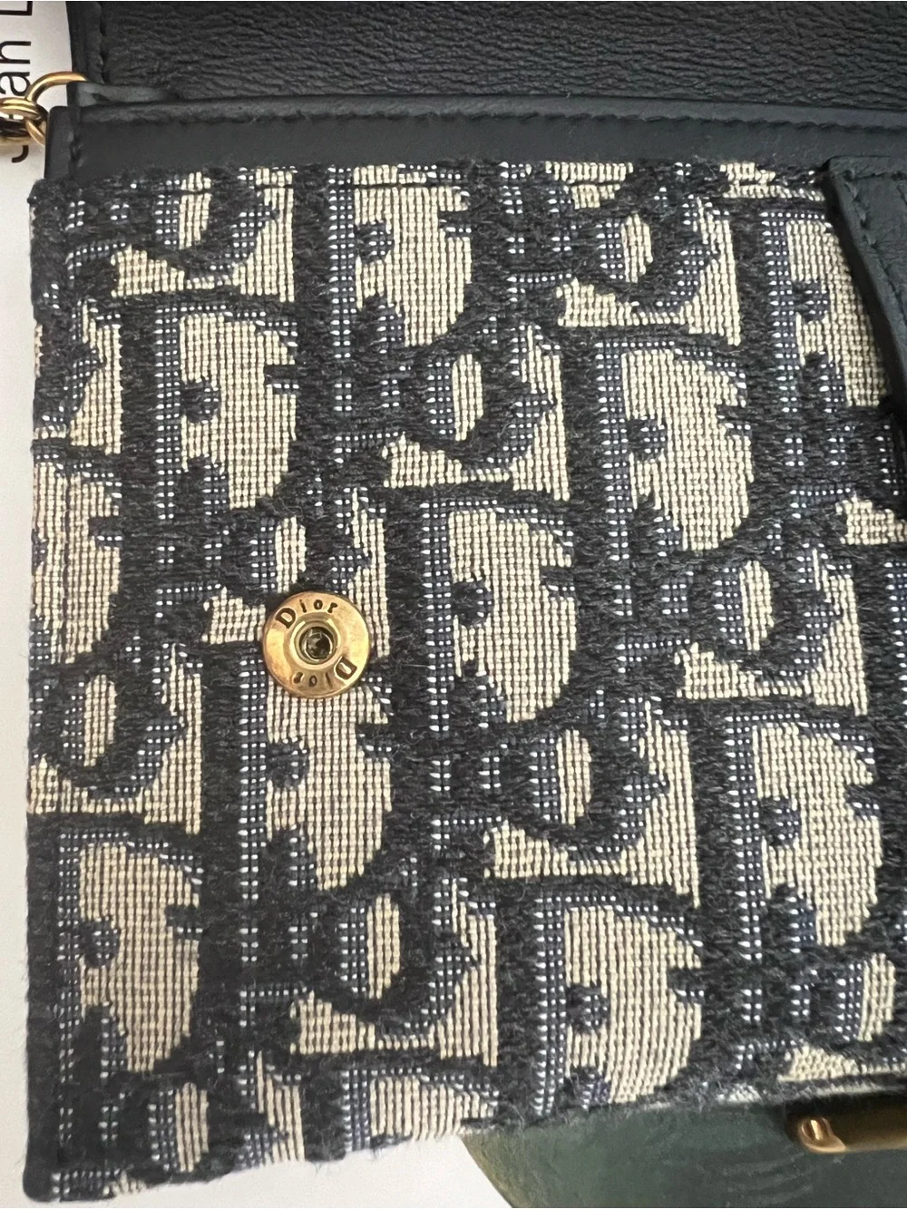 Christian Dior Oblique Canvas Mini Wallet in Navy and Beige